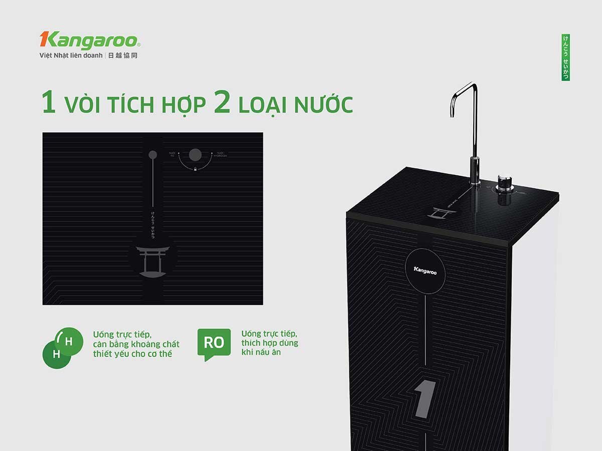 Máy lọc nước Kangaroo Hydrogen KG111 được thiết kế 1 vòi lấy nước cùng 1 van xoay cơ học