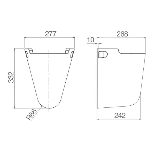 Bản vẽ kỹ thuật chân chậu lavabo lửng Viglacera VI5-CHAN