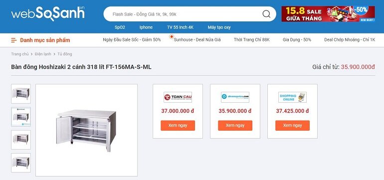 Bàn đông Hoshizaki 2 cánh 318 lít FT-156MA-S-ML