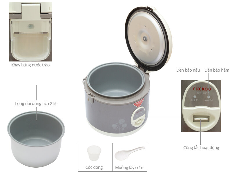 Nồi cơm điện Cuckoo 2 lít CR- 1032 M Nồi cơm điện Cuckoo 2 lít CR- 1032 M