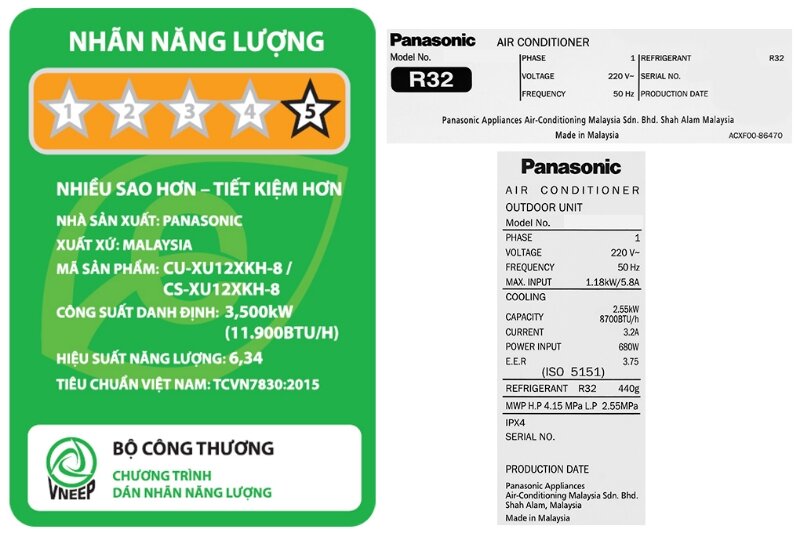 Điều hòa Panasonic Inverter 12000 BTU 1 chiều CU/CS-XU12XKH-8 gas R-32