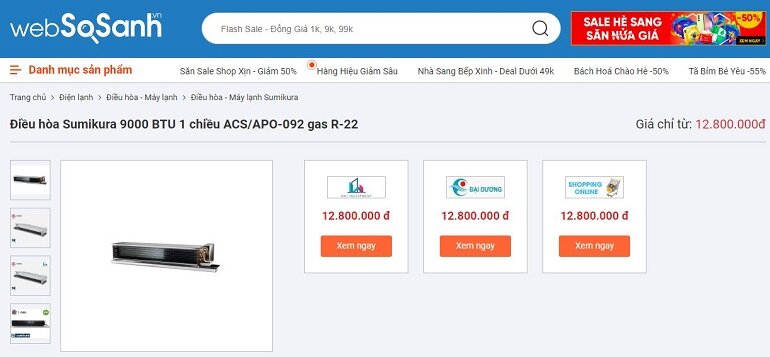 Giá điều hòa Sumikura ACS/APO-092 bảo hành chính hãng 