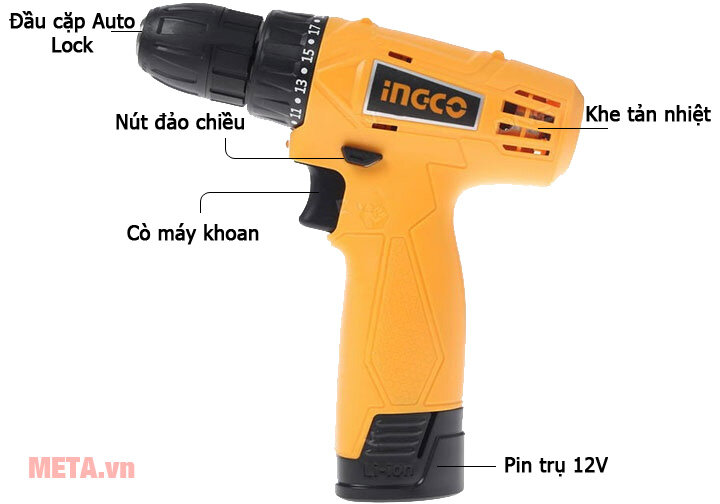 Bộ máy khoan pin 76 chi tiết INGCO HKTHP10761 12V