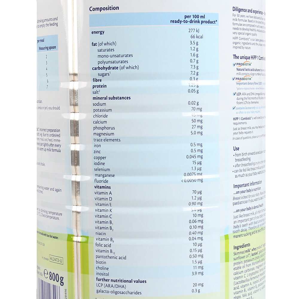  Sữa HiPP số 1 Combiotic Organic 800g