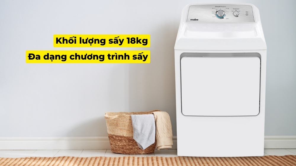 Máy sấy quần áo Mabe Dryer 18kg SME26N5XNBCT0 3 Khối lượng sấy lớn đi cùng đa dạng chương trình sấy