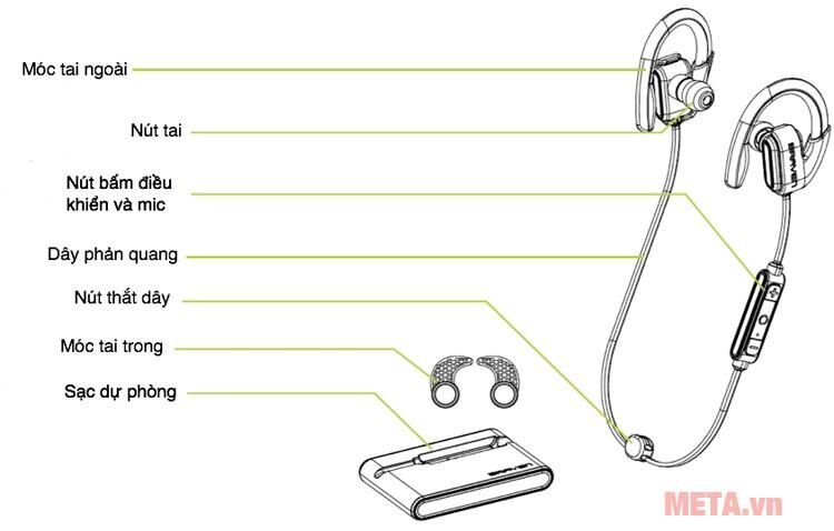 Tai nghe thể thao không dây Bluetooth Braven Flye Sport Reflect - Silver/Green