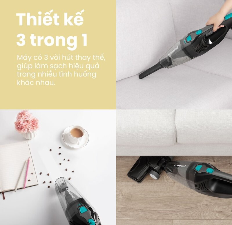 Máy hút bụi cầm tay Comfee CVC-SBLA1(B) có công suất hút mạnh mẽ (Ảnh: Comfee).