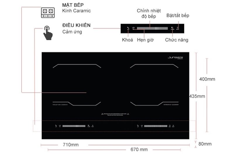 Bếp đôi Junger MK-24 mang thiết kế tối giản