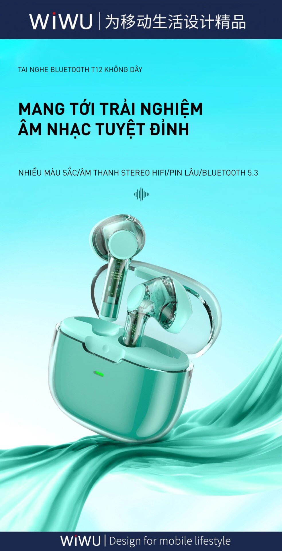 Tai nghe Bluetooth True Wireless WIWU TWS12