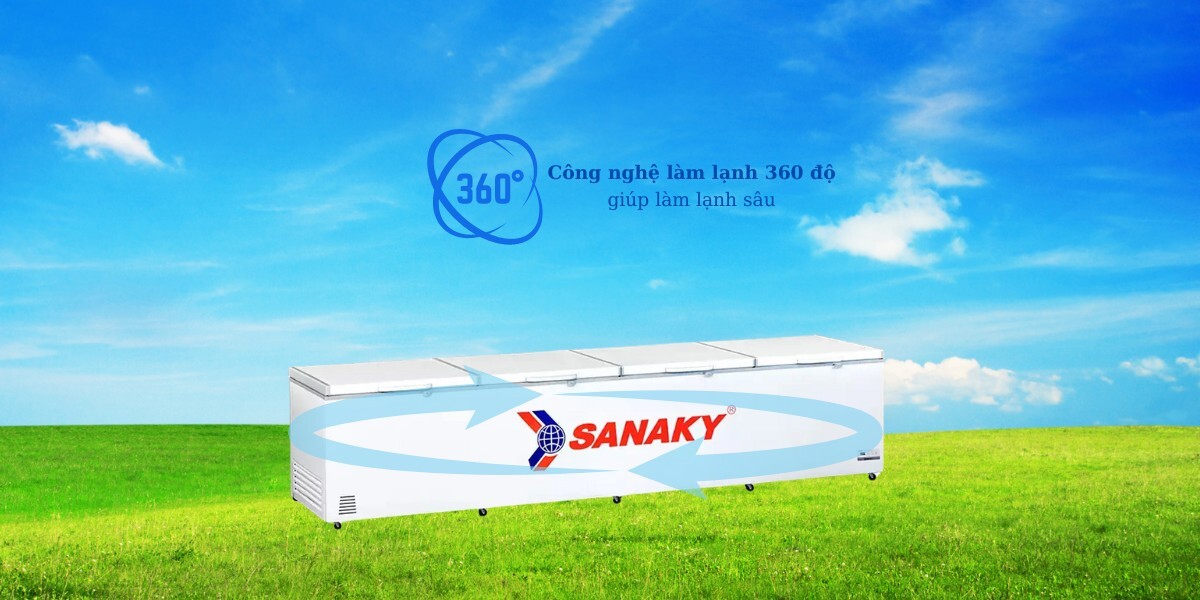 Tủ đông Sanaky 1 ngăn 2000 lít VH-2399HY 3 Công nghệ làm lạnh 360 độ cho hơi lạnh tỏa đều khắp tủ