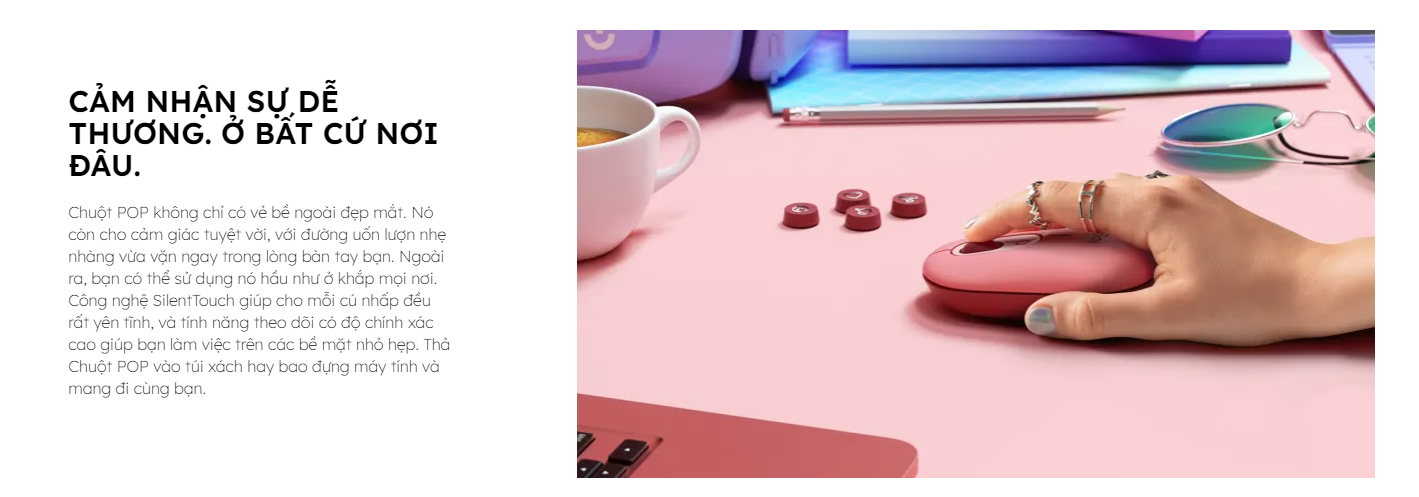 Chuột không dây Logitech Pop Mouse with EMOJI màu Đen 3