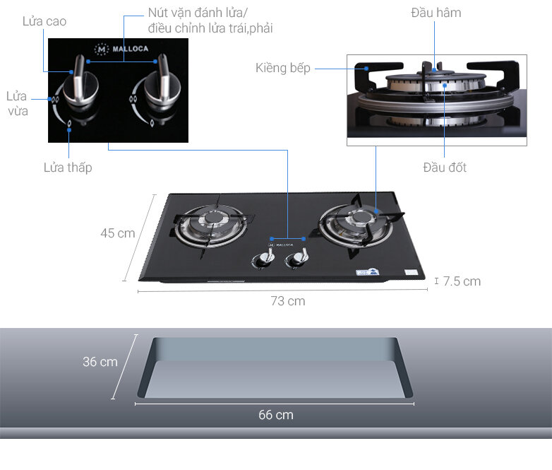 Bếp gas âm Malloca GHG 732A NEW Bếp gas âm Malloca GHG 732A NEW