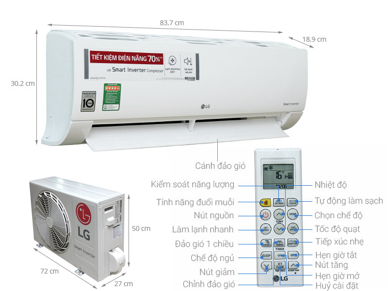 Máy lạnh LG Inverter 1.5 HP V13APQ Máy lạnh LG Inverter 1.5 HP V13APQ