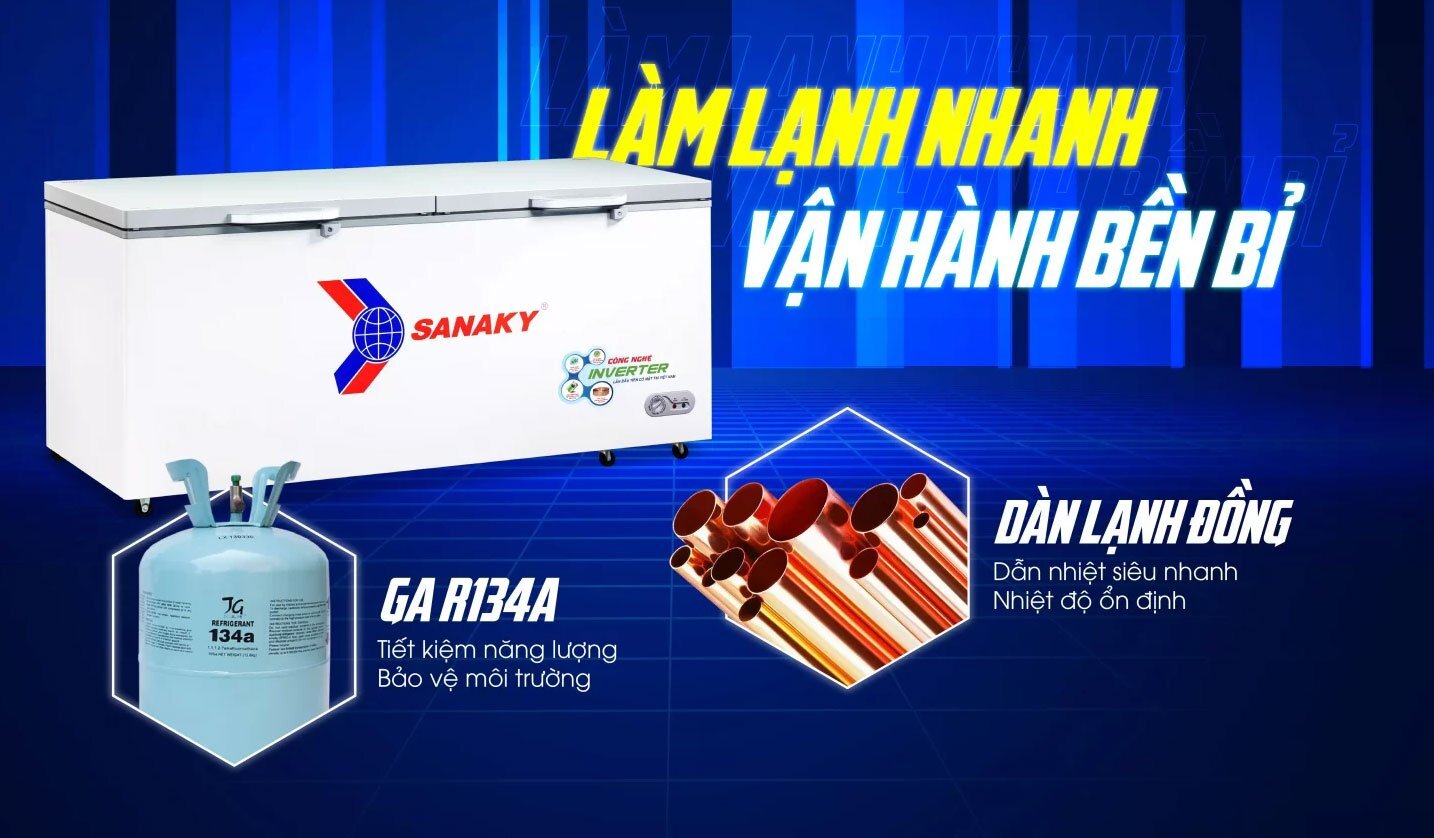 Tủ đông Sanaky có dàn đồng Tủ đông Sanaky