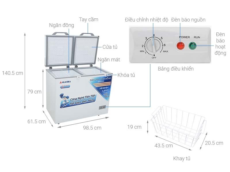 Tủ đông Alaska 2 ngăn 250 lít BCD3068C