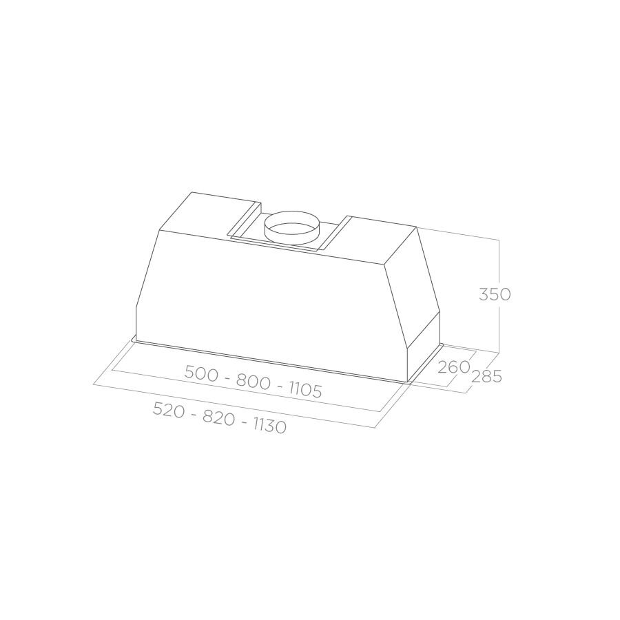 Bản vẽ kỹ thuật máy hút mùi âm tủ ELICA CT35 PRO