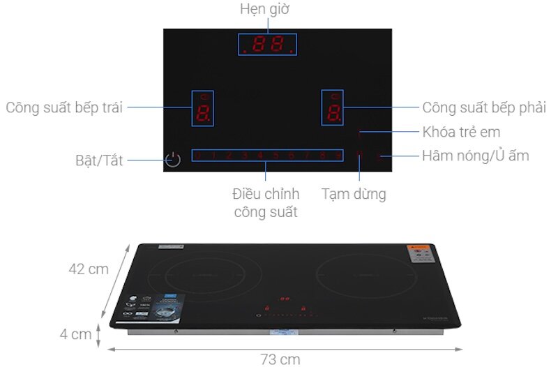 Bếp từ Kocher DI 801GE IPLUS sở hữu bảng điều khiển cảm ứng trượt nhạy bén