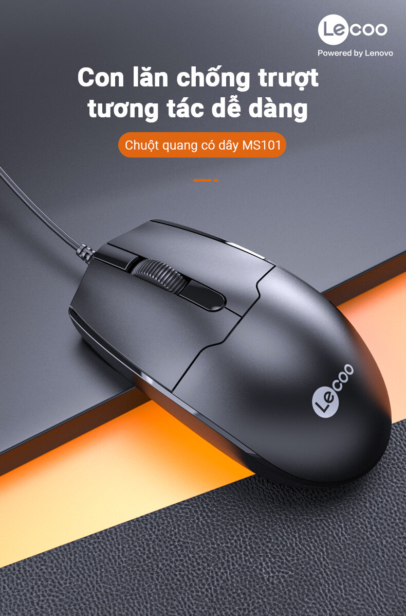 Chuột Lecoo MS101 đen (USB)
