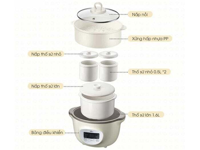 Cấu tạo của nồi nấu chậm Bear SUBE002 Nồi nấu chậm Bear SUBE002
