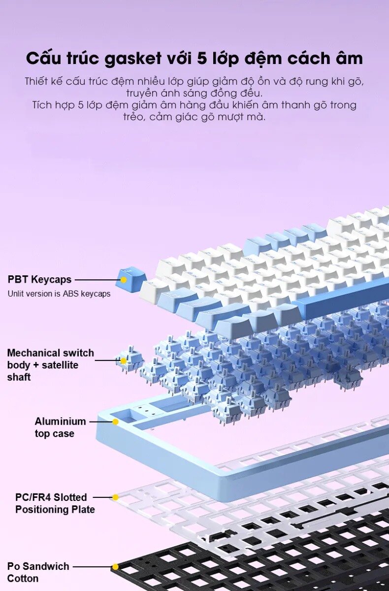 Bàn phím cơ LEOBOG Hi98 (Trắng / White dragon switch) 9
