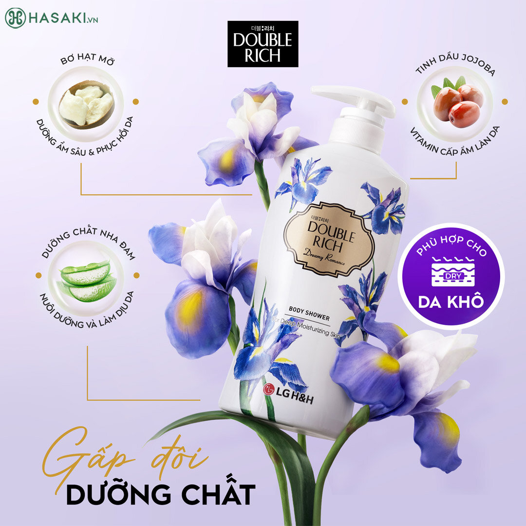 Mua sản phẩm Sữa Tắm Double Rich Dreamy Romance Hương Hoa Iris chính hãng tại Hasaki Sản phẩm Sữa Tắm Double Rich Dreamy Romance Hương Hoa Iris hiện đã có mặt tại Hasaki