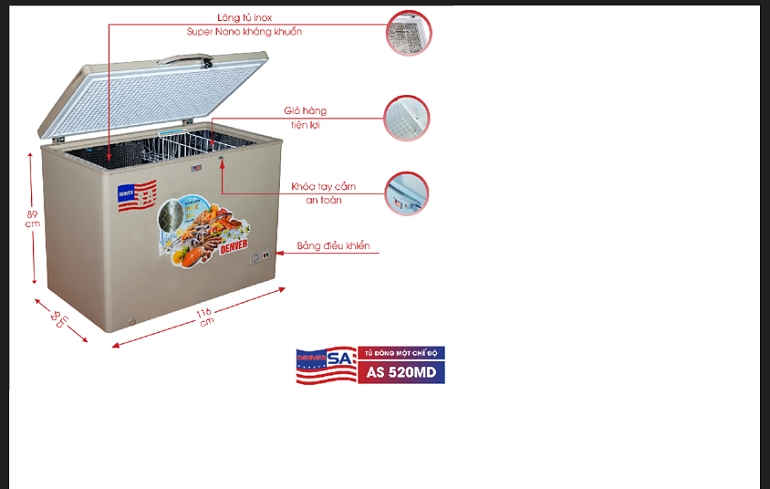 Tủ đông Denver AS 520MD - Lòng chống dính