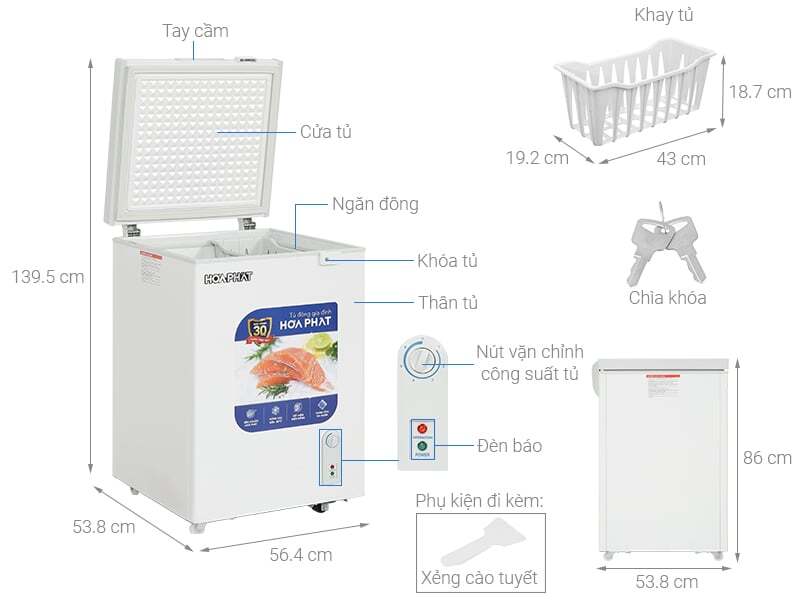 Cấu tạo của tủ đông Hòa Phát HPF AD6107 Tủ đông Hòa Phát HPF AD6107