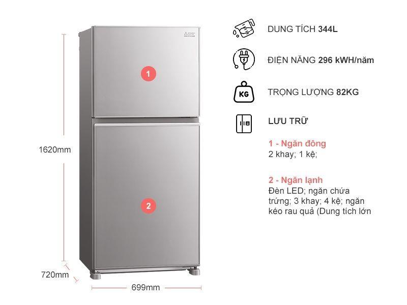Tủ lạnh Mitsubishi Electric MR-FX43EN-GSL - 344 Lít Inverter Tủ lạnh Mitsubishi Electric MR-FX43EN-GSL - 344 Lít Inverter