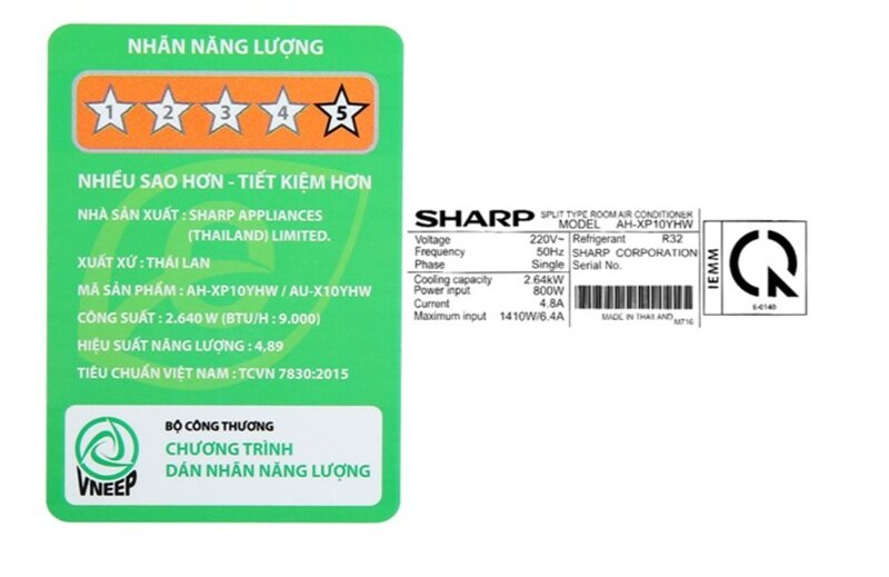 Điều hòa Sharp 9000 BTU 1 chiều Inverter AH-XP10YHW gas R-32