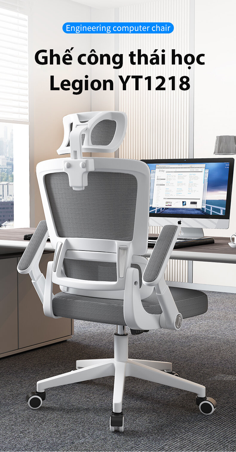 Ghế công thái học Legion YT1218 Grey White 1