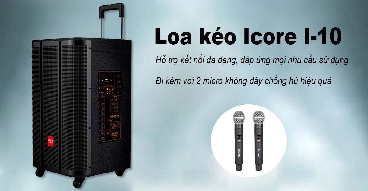 Loa kéo Icore I-10 hỗ trợ nhiêu cổng kết nối khác nhau