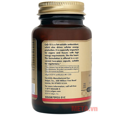 Thực phẩm bảo vệ sức khỏe Vegetarian CoQ-10 60 MG Solgar (60 viên) Thực phẩm bảo vệ sức khỏe Vegetarian CoQ-10 60 MG Solgar (60 viên)