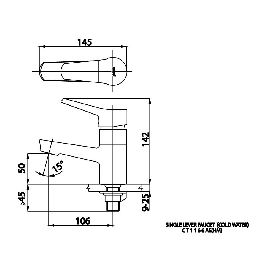 Bản vẽ kỹ thuật vòi lavabo lạnh COTTO CT1166AE