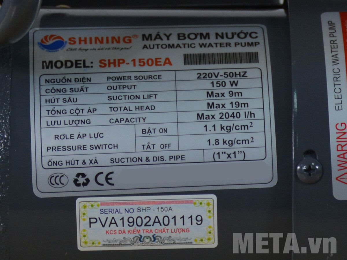 Máy bơm tăng áp Shining SHP-150EA