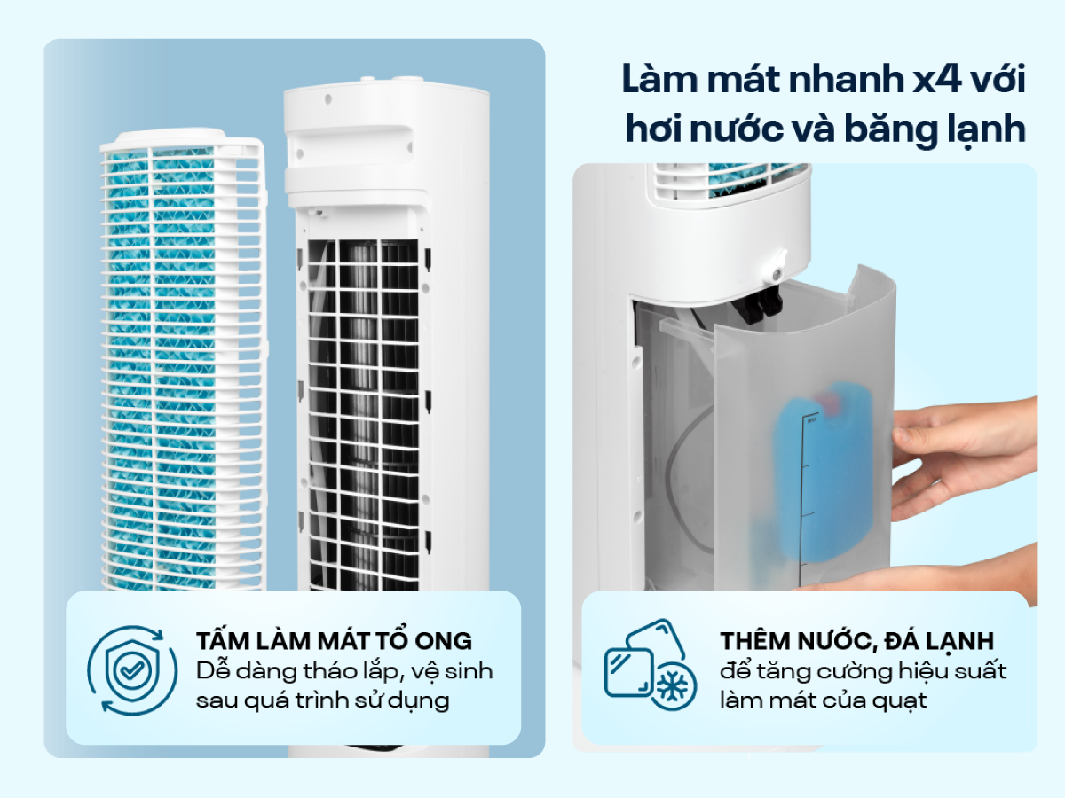 Quạt tháp hơi nước FujiHome AC-18LM có thể hạ nhiệt nhanh và sâu hơn với tính năng làm mát hơi nước