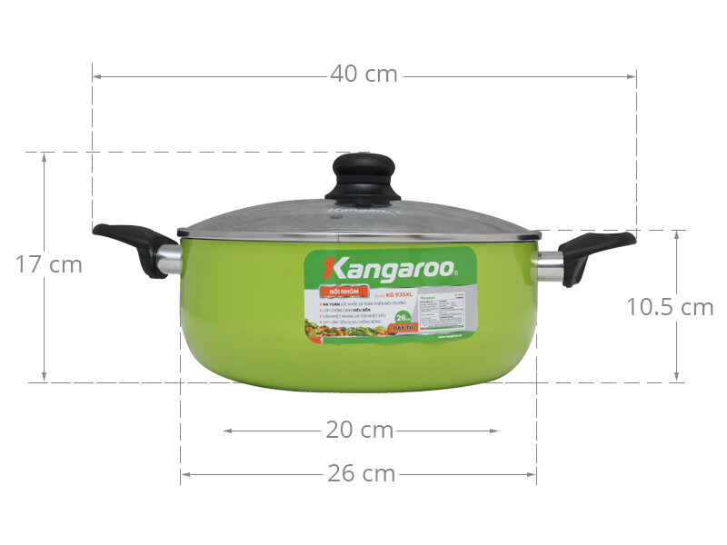 Nồi nhôm đáy từ chống dính 26 cm Kangaroo KG935XL Nồi nhôm đáy từ chống dính 26 cm Kangaroo KG935XL