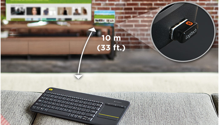 Bàn phím không dây tích hợp chuột cảm ứng Logitech K400 PLUS
