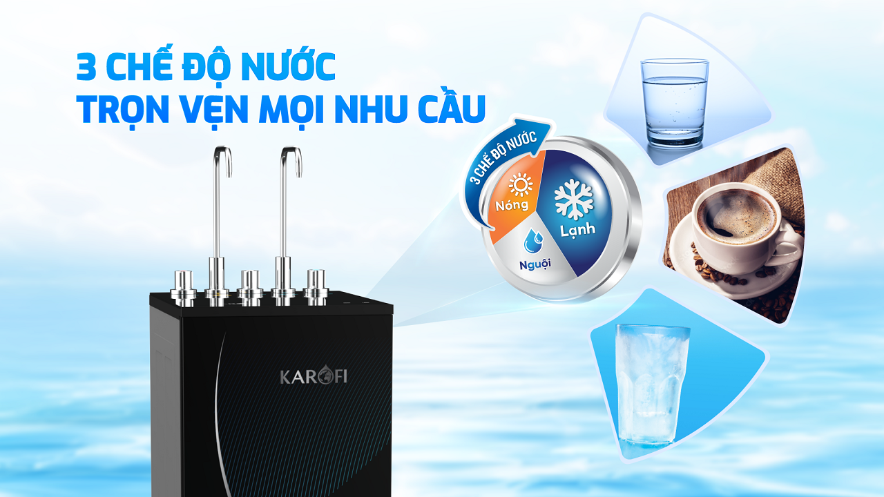 Máy lọc nước nóng lạnh Karofi KAD-D69 có 3 chế độ nước