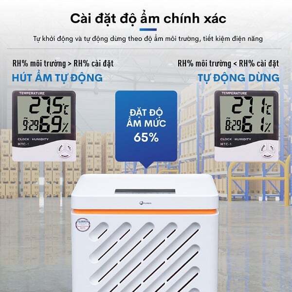 Máy hút ẩm cài đặt được độ ẩm Máy hút ẩm nhà kho