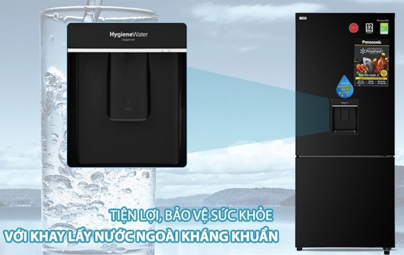 Tủ lạnh Panasonic Inverter 368 lít NR-BX410WKVN có khay lấy nước ngoài kháng khuẩn