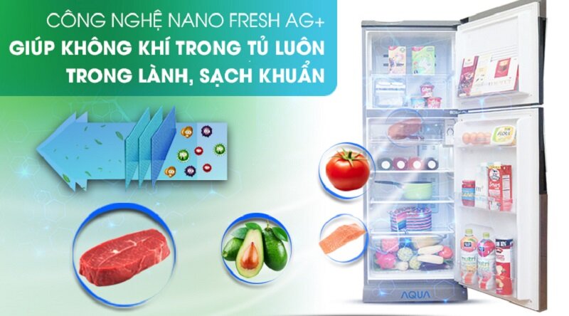 Chức năng diệt khuẩn và khử mùi Nano Fresh Ag+ - Tủ lạnh Aqua 186 lít AQR-U205BN