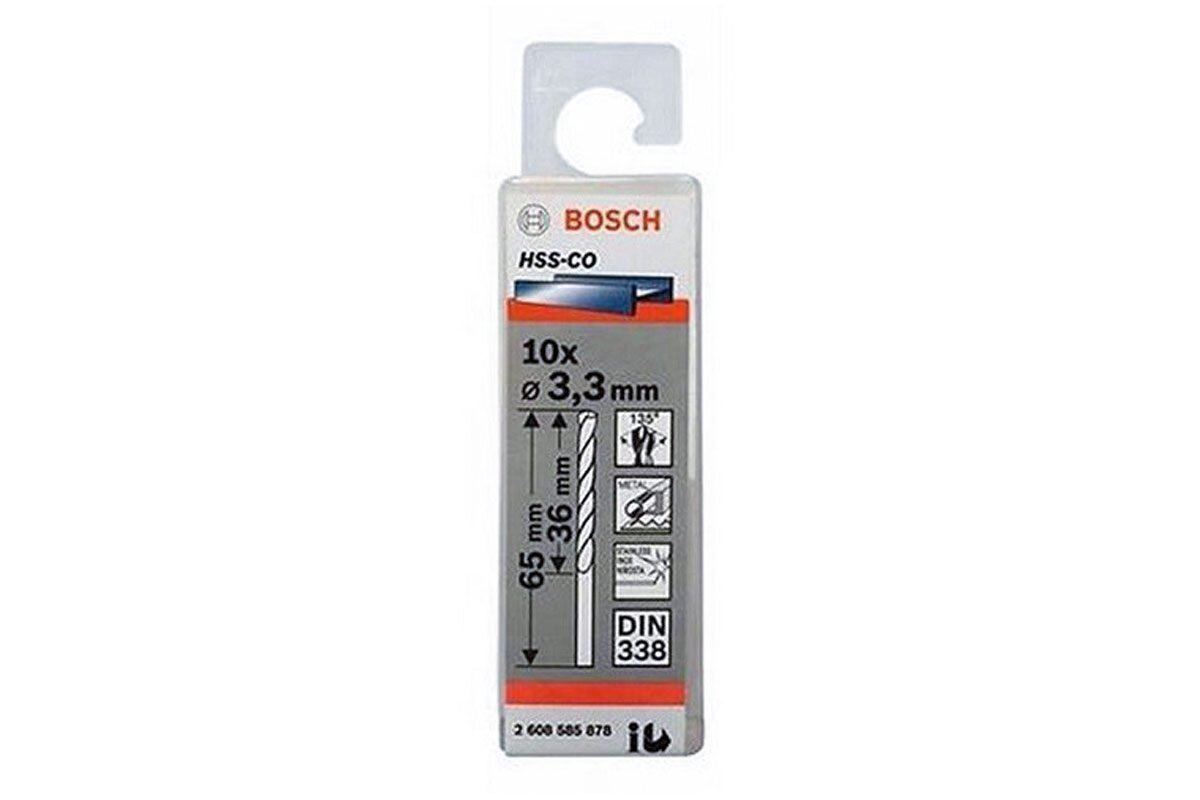 Mũi khoan INOX HSS-Co 3.3mm (hộp 10 mũi) Bosch 2608585878