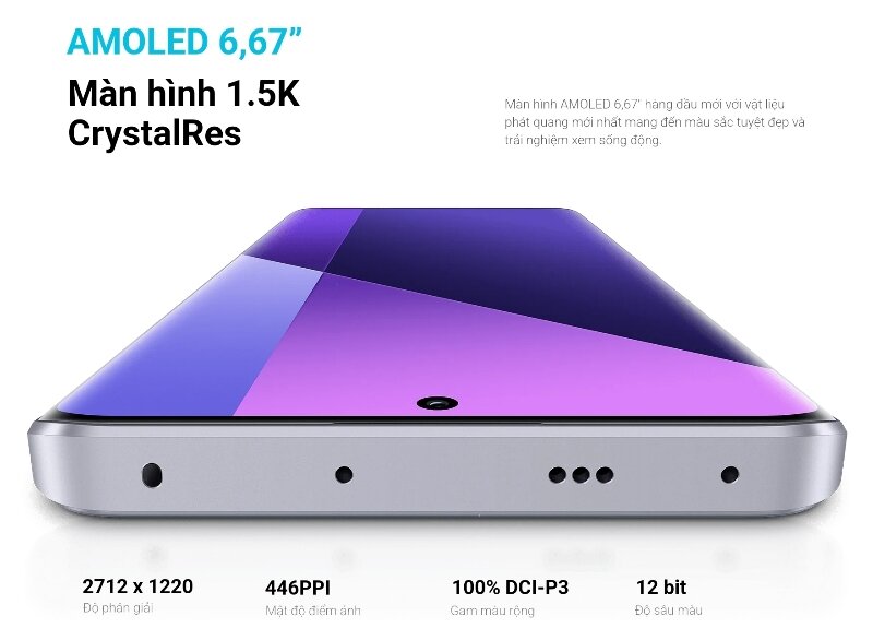 Điện thoại Xiaomi Redmi Note 13 Pro Plus 5G 16GB/512GB màn hình