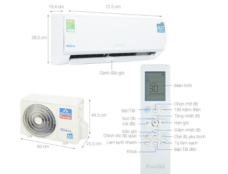 Điều hòa Funiki Inverter 9000 BTU 1 chiều HIC09TMU gas R-32 2 Điều hòa Funiki 9000 BTU 1 chiều Inverter HIC 09TMU gas R32
