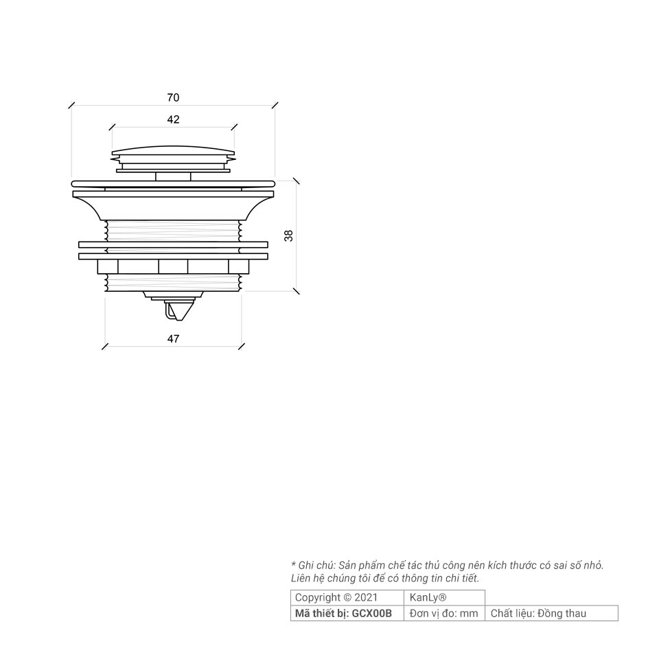 Đầu xả bằng đồng Kanly