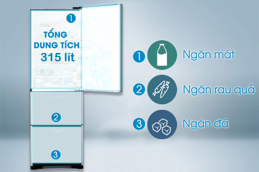 Tủ lạnh 3 cánh Hitachi R- SG32FPGV-GS 315L Inverter