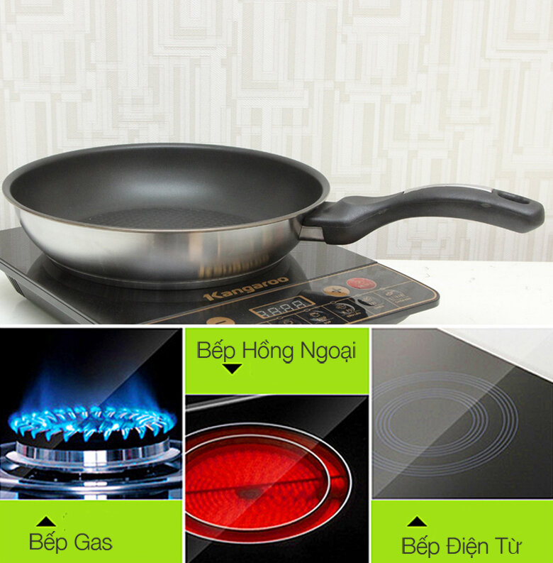 Chảo inox 3 đáy chống dính 28 cm Fivestar CKD28-3DI Chảo inox 3 đáy chống dính 28 cm Fivestar CKD28-3DI