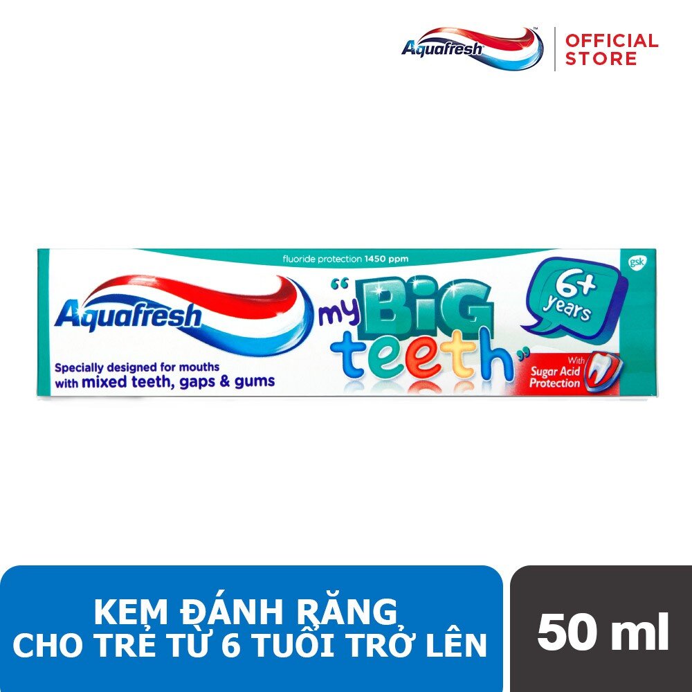 Kem Đánh Răng Aquafresh Big Teeth Cho Trẻ Từ 6 Tuổi Kem Đánh Răng Aquafresh Big Teeth Cho Trẻ Từ 6 Tuổi 50ml