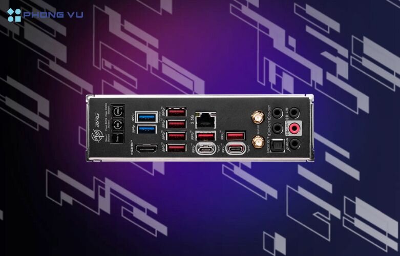 Mainboard này trang bị cổng LAN 2.5Gbps và Wi-Fi 6E tốc độ cao, giúp người dùng tận hưởng kết nối mạng mượt mà và ổn định