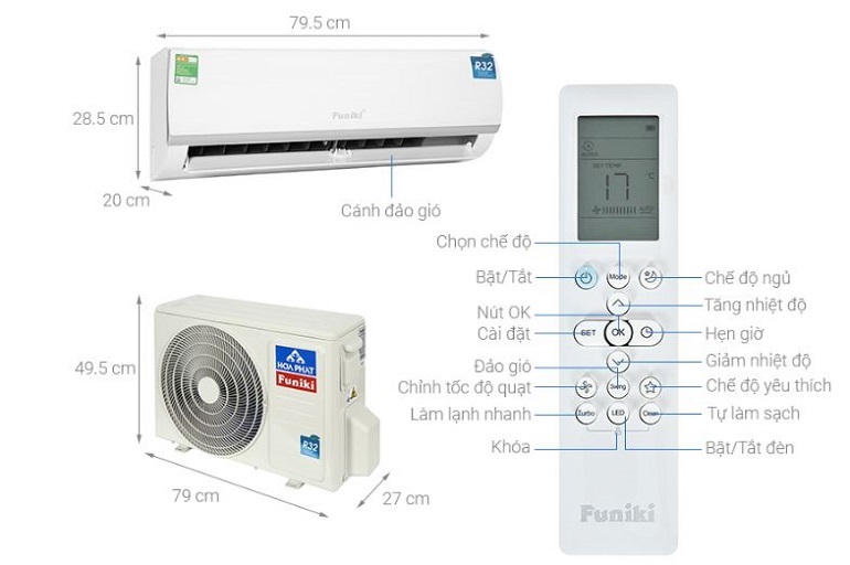 Điều hòa Funiki 12000 BTU 1 chiều HSC 12TMU gas R32 2 Điều hòa Funiki 12000 BTU 1 chiều HSC 12TMU gas R32